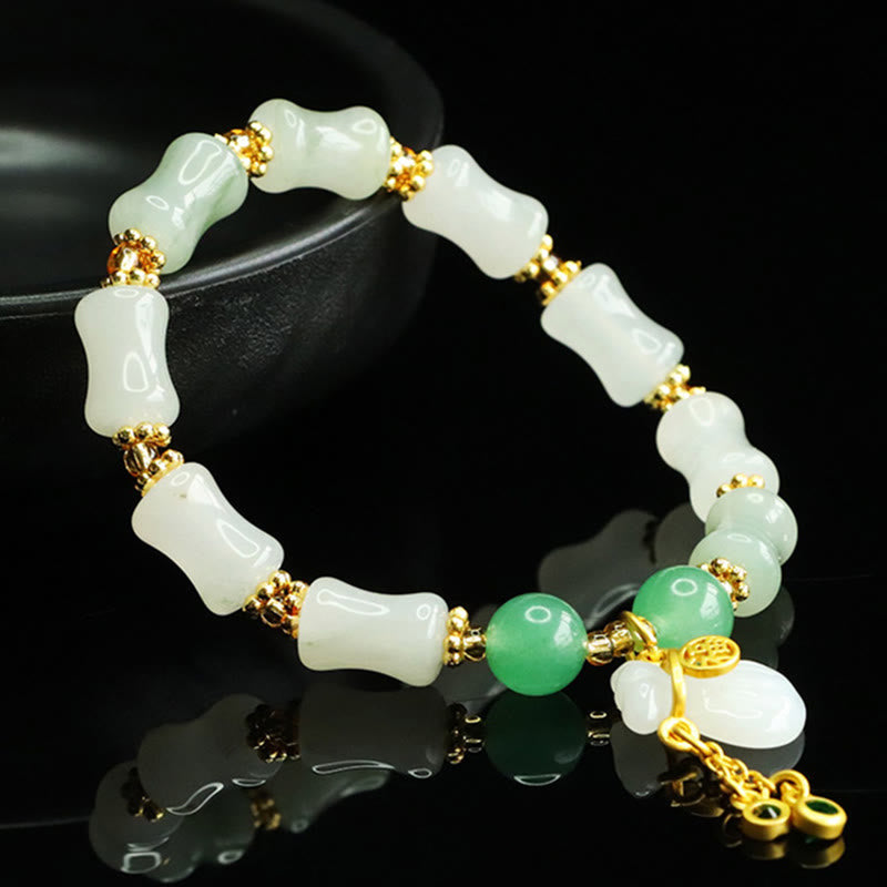 Buddha Stones Naturalny Tianshan Jade Fu Charakter Wzór Worek Pieniędzy Bransoletka Dobrobytu