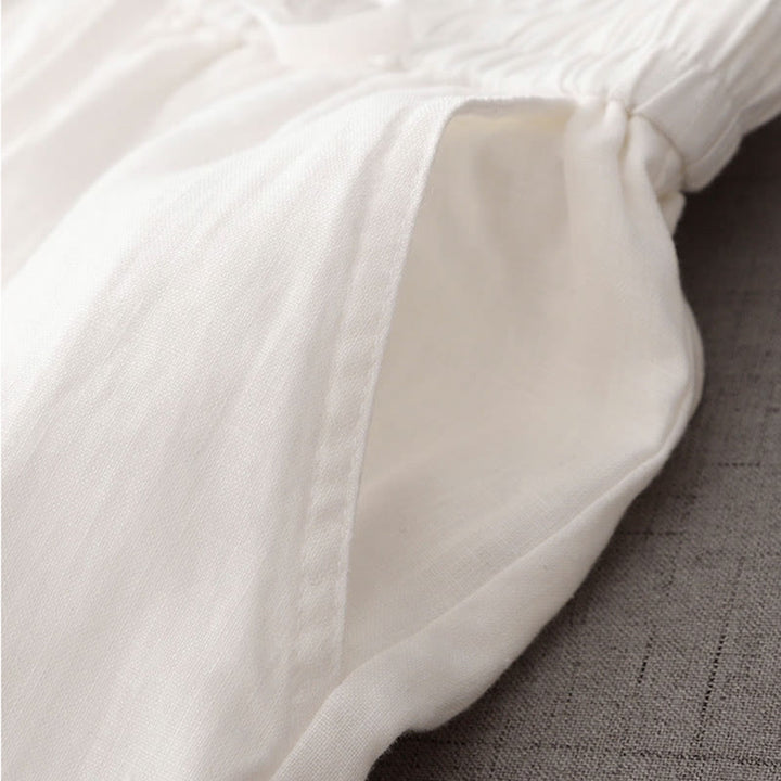 Buddha Stones, swobodne, wysokie, marszczone, ściągane sznurkiem, damskie, szerokie, bawełniane spodnie z kieszeniami - image 14