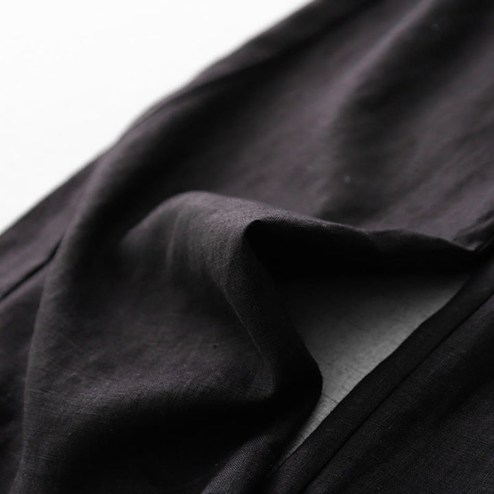 Buddha Stones, swobodne, wysokie, marszczone, ściągane sznurkiem, damskie, szerokie, bawełniane spodnie z kieszeniami - image 22