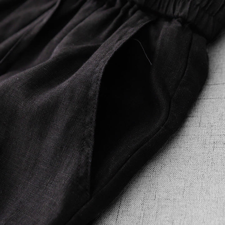 Buddha Stones, swobodne, wysokie, marszczone, ściągane sznurkiem, damskie, szerokie, bawełniane spodnie z kieszeniami - image 20