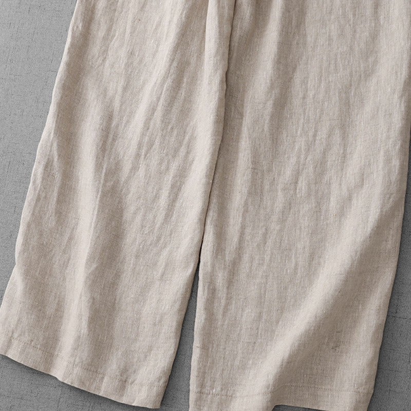 Buddha Stones, swobodne, wysokie, marszczone, ściągane sznurkiem, damskie, szerokie, bawełniane spodnie z kieszeniami - image 7