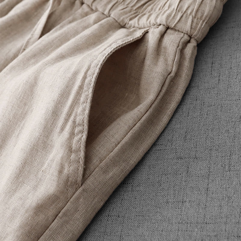 Buddha Stones, swobodne, wysokie, marszczone, ściągane sznurkiem, damskie, szerokie, bawełniane spodnie z kieszeniami - image 5