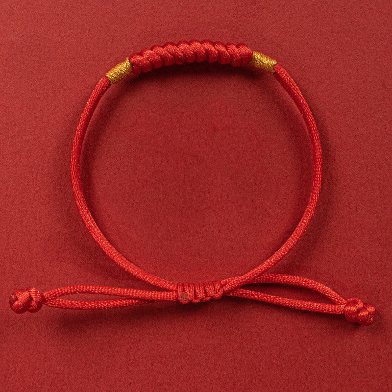 Buddha Stones ręcznie plecione z czerwonego sznurka Happy Knot Flat Knot kolorowa bransoletka z liny