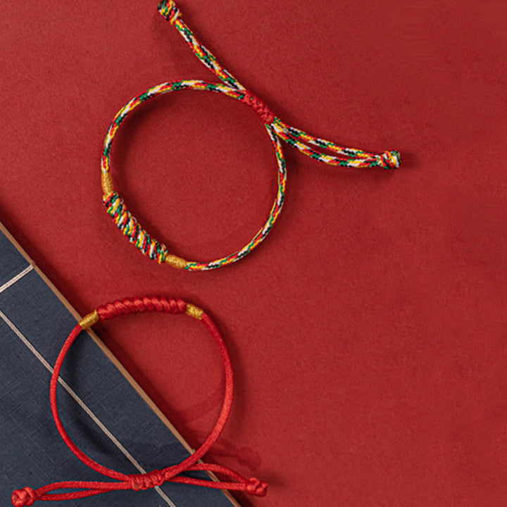 Buddha Stones ręcznie plecione z czerwonego sznurka Happy Knot Flat Knot kolorowa bransoletka z liny
