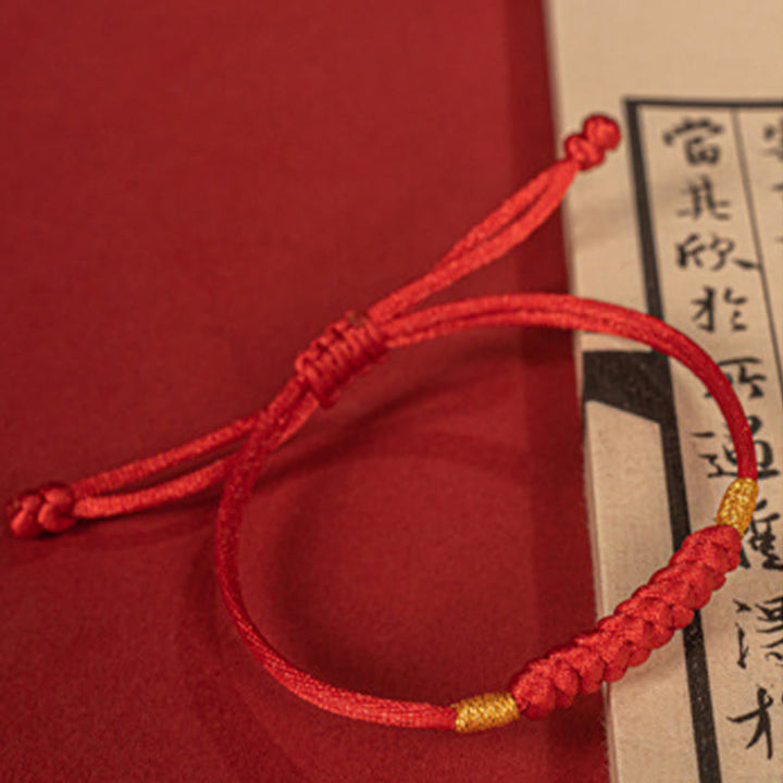 Buddha Stones ręcznie plecione z czerwonego sznurka Happy Knot Flat Knot kolorowa bransoletka z liny