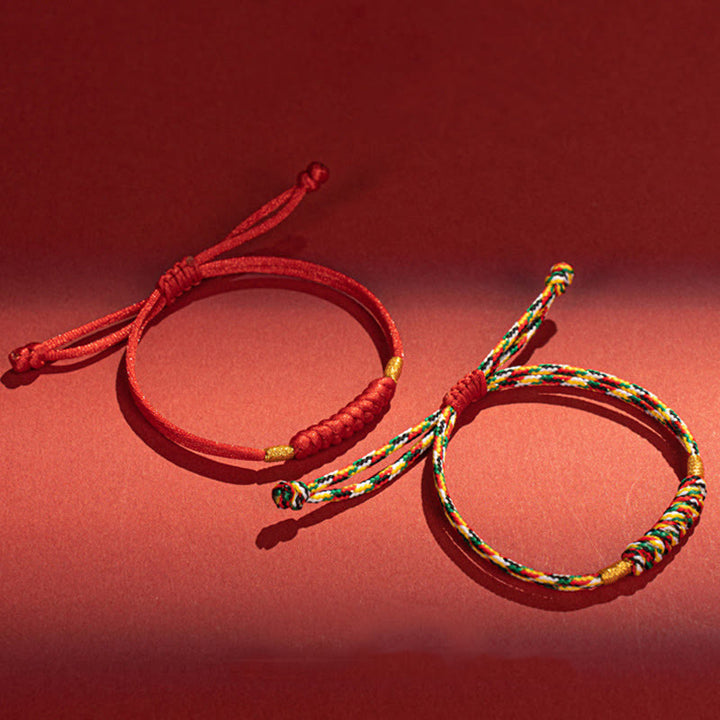 Buddha Stones ręcznie plecione z czerwonego sznurka Happy Knot Flat Knot kolorowa bransoletka z liny