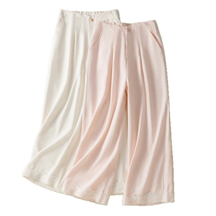 Buddha Stones Casual Koronkowe Patchworkowe Wzory Wysoki Stan Damskie Szerokie Nogawki Do Kostki Spodnie Z Kieszeniami Zamek Błyskawiczny - image 20