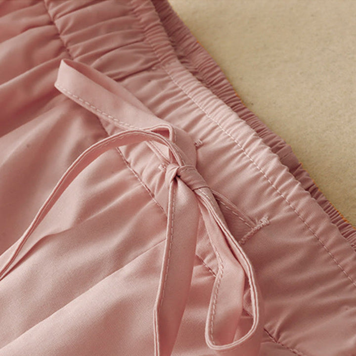 Spodnie damskie Buddha Stones Commute Plain Lace Patchwork Drawstring Design z szerokimi nogawkami i bawełnianymi kieszeniami do kostek - image 3