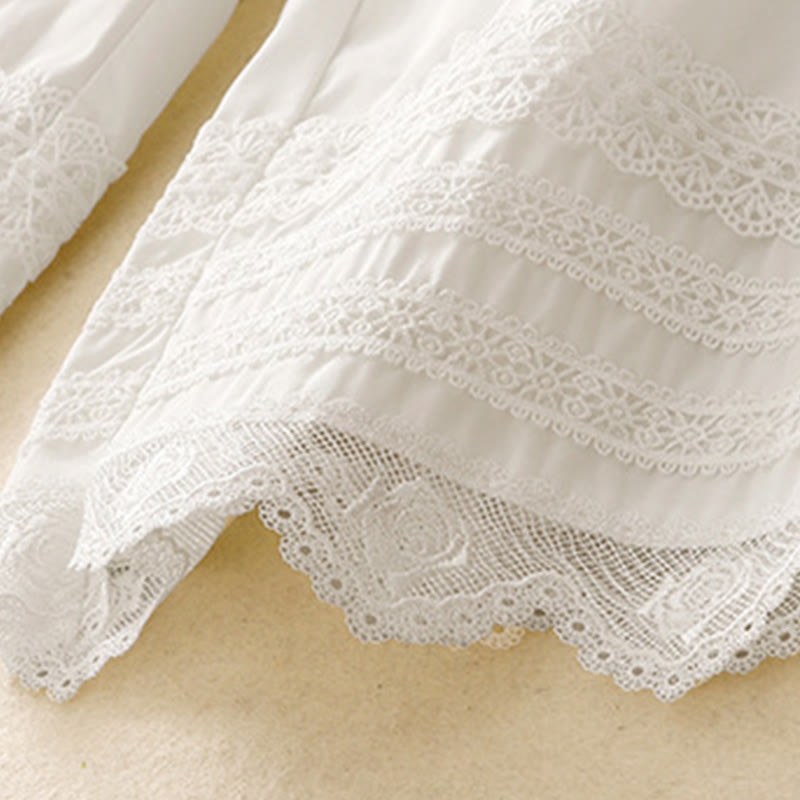 Spodnie damskie Buddha Stones Commute Plain Lace Patchwork Drawstring Design z szerokimi nogawkami i bawełnianymi kieszeniami do kostek - image 12