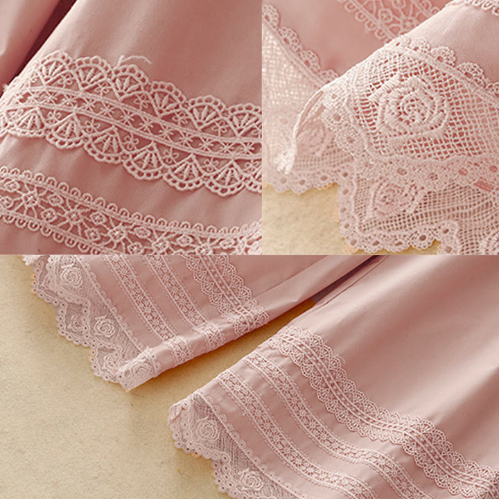 Spodnie damskie Buddha Stones Commute Plain Lace Patchwork Drawstring Design z szerokimi nogawkami i bawełnianymi kieszeniami do kostek - image 7