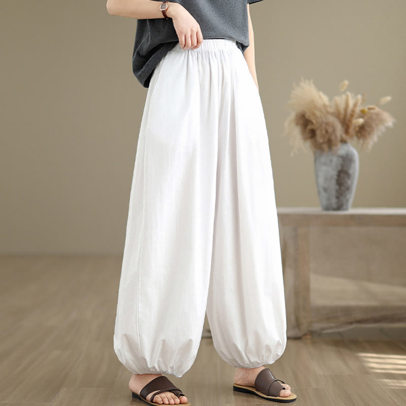 Spodnie damskie Buddha Stones Commute Summer Plain Cotton Bloomers z kieszeniami - image 9