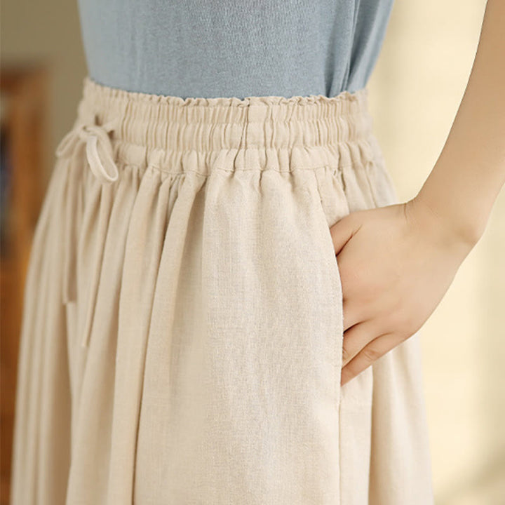 Buddha Stones Wiosna Haft Koronkowy Obszycie Patchwork Ściągacz Projekt Damskie Szerokie Nogawki Bawełniane Spodnie Z Kieszeniami - image 5