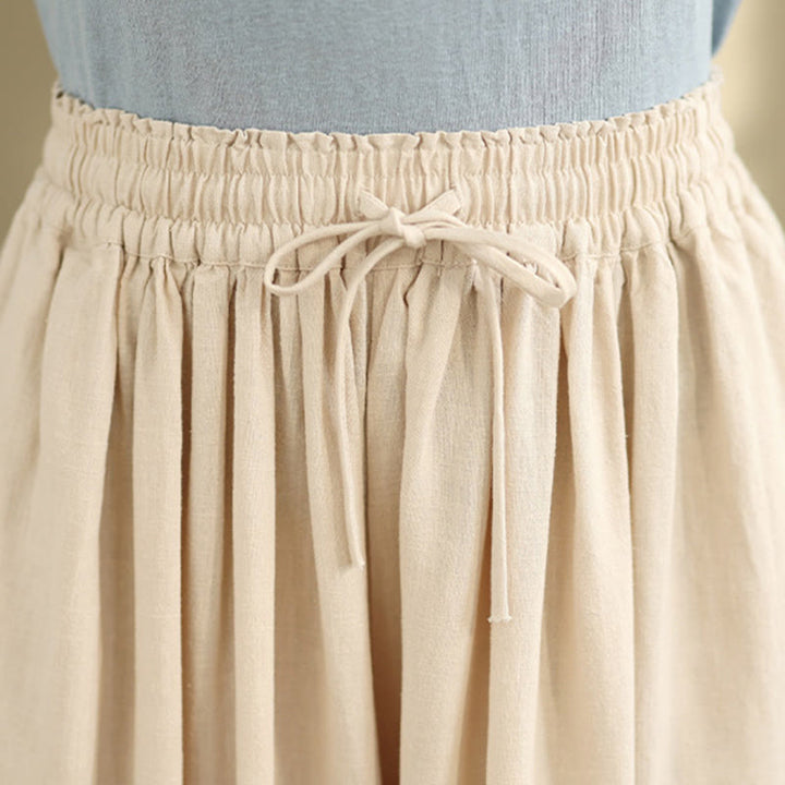 Buddha Stones Wiosna Haft Koronkowy Obszycie Patchwork Ściągacz Projekt Damskie Szerokie Nogawki Bawełniane Spodnie Z Kieszeniami - image 4