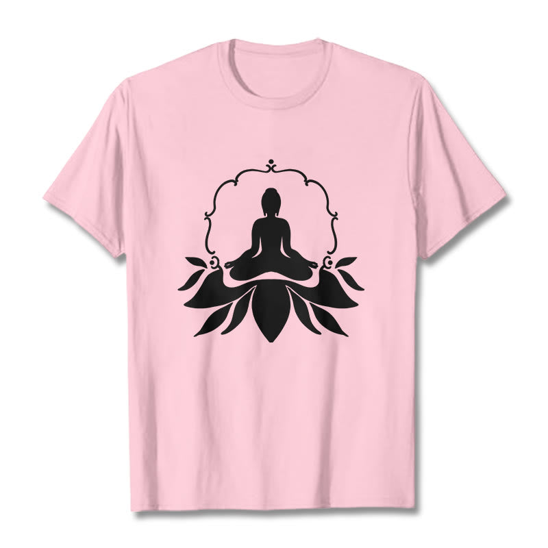 Koszulka z nadrukiem Buddha Stones Medytujący Budda Siedzący na Trawie - Jasnoróżowy - 2XL - image 12