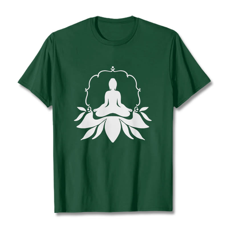 Koszulka z nadrukiem Buddha Stones Medytujący Budda Siedzący na Trawie - ForestGreen - 2XL - image 10
