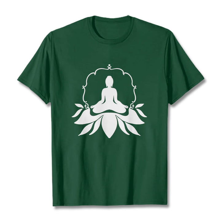 Koszulka z nadrukiem Buddha Stones Medytujący Budda Siedzący na Trawie - ForestGreen - 2XL - image 10