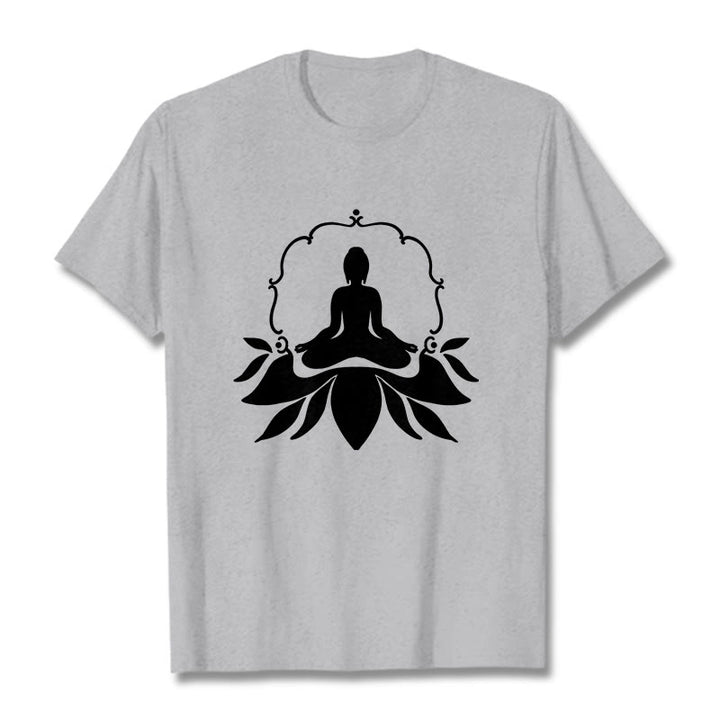Koszulka z nadrukiem Buddha Stones Medytujący Budda Siedzący na Trawie - Jasnoszary - 2XL - image 19