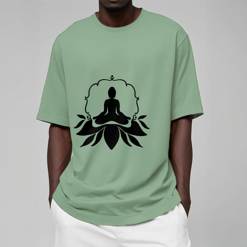 Koszulka z nadrukiem Buddha Stones Medytujący Budda Siedzący na Trawie - image 15