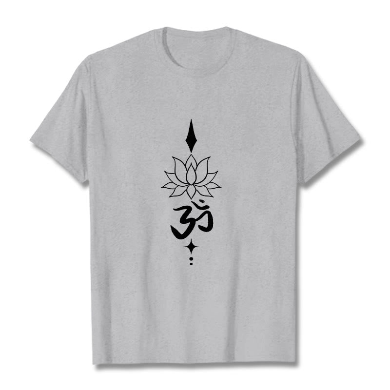 Buddha Stones Om Symbol Lotosu Koszulka T-shirt - Jasnoszary - 2XL - image 10