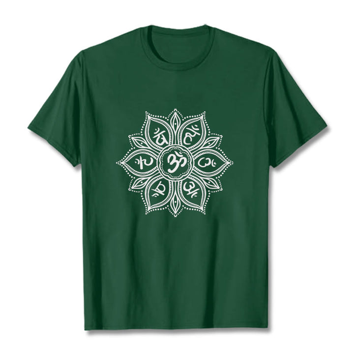 Buddha Stones Kamienie Mandala Kwiat Om Mani Padme Hum Mantra Tee - ForestGreen - 2XL - image 1