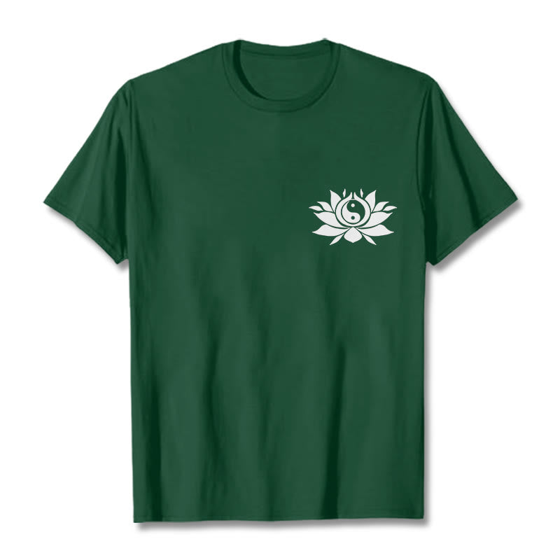 Koszulka z nadrukiem Buddha Stones Yin Yang Kwiat Lotosu - ForestGreen - 2XL - image 6