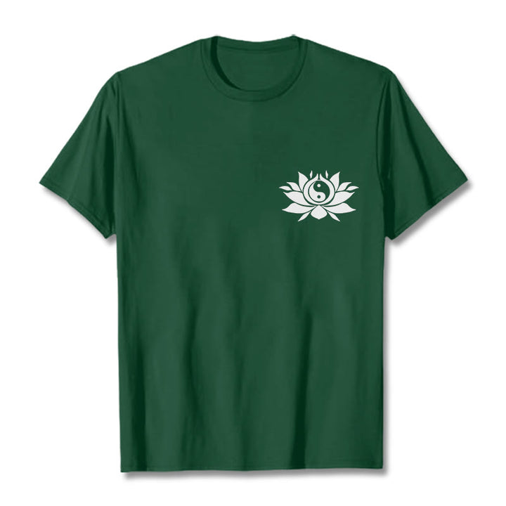 Koszulka z nadrukiem Buddha Stones Yin Yang Kwiat Lotosu - ForestGreen - 2XL - image 6
