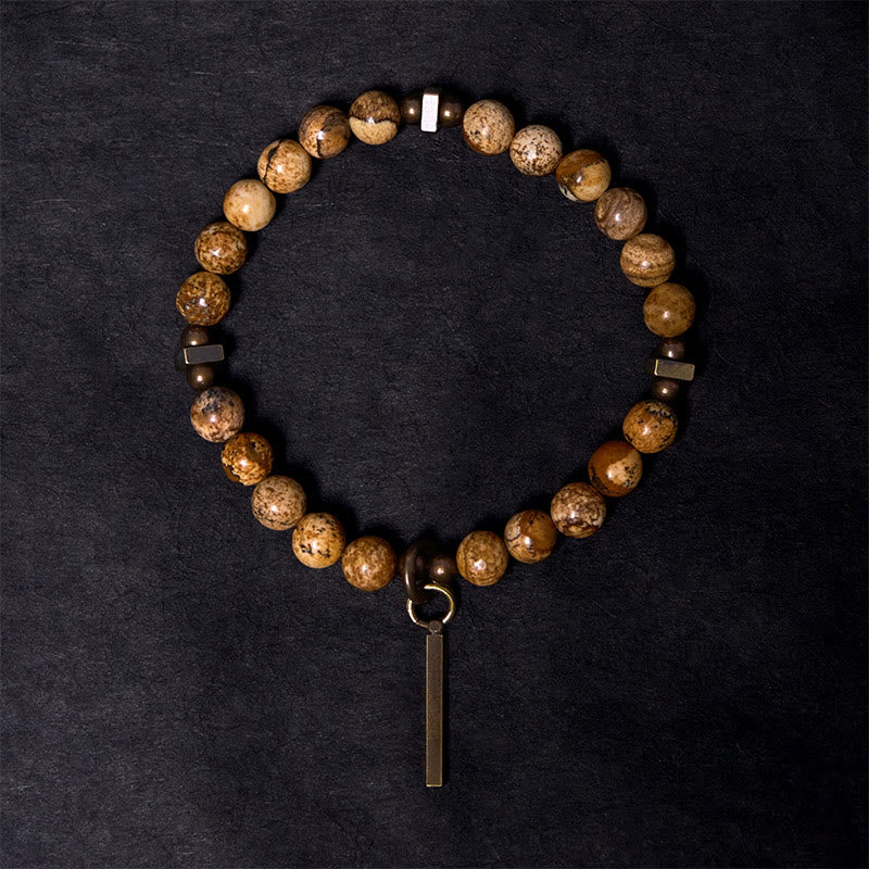 Bransoletka z Buddha Stones w stylu postarzanym z miedzi, ze wzorem szczęścia