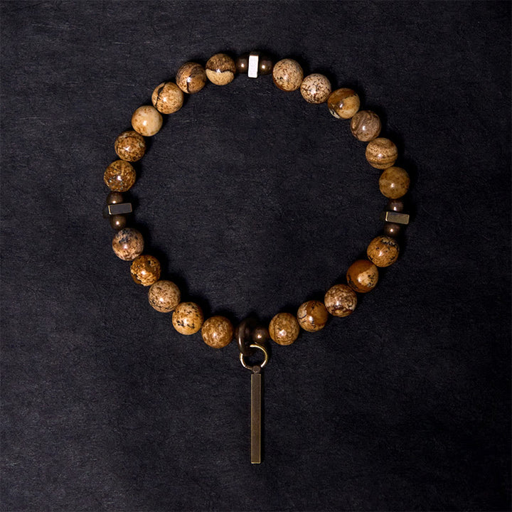 Bransoletka z Buddha Stones w stylu postarzanym z miedzi, ze wzorem szczęścia