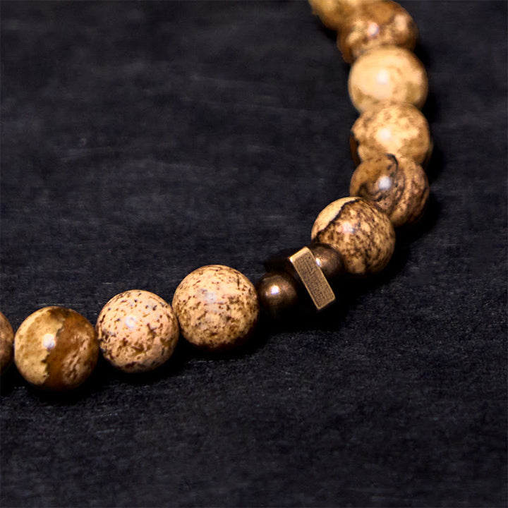 Bransoletka z Buddha Stones w stylu postarzanym z miedzi, ze wzorem szczęścia