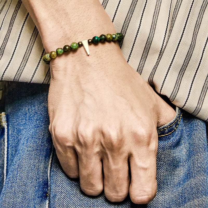 Buddha Stones Bransoletka w kolorze turkusowo-miedzianym w stylu vintage z efektem postarzenia