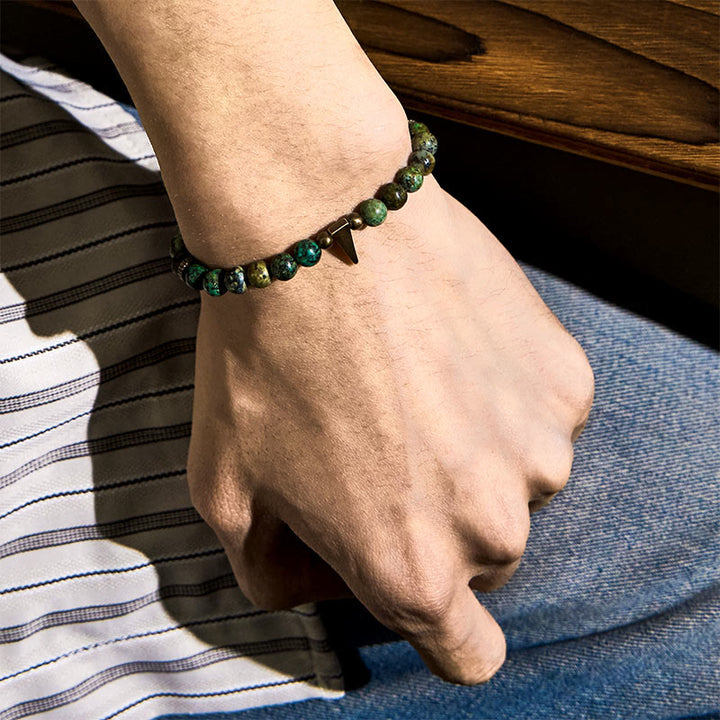 Buddha Stones Bransoletka w kolorze turkusowo-miedzianym w stylu vintage z efektem postarzenia