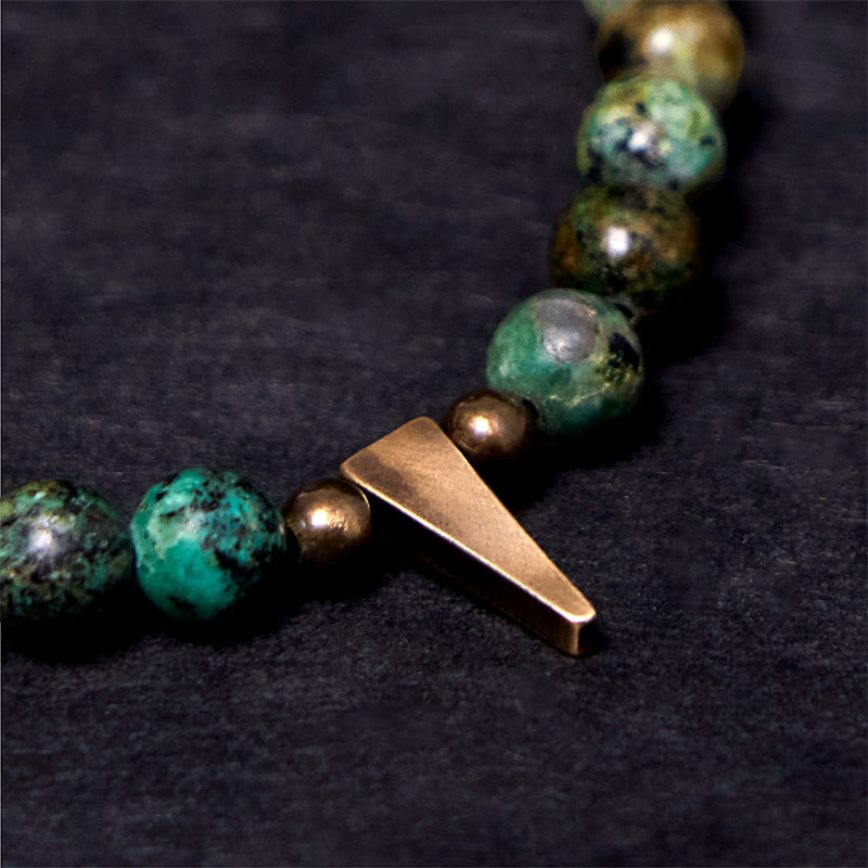 Buddha Stones Bransoletka w kolorze turkusowo-miedzianym w stylu vintage z efektem postarzenia