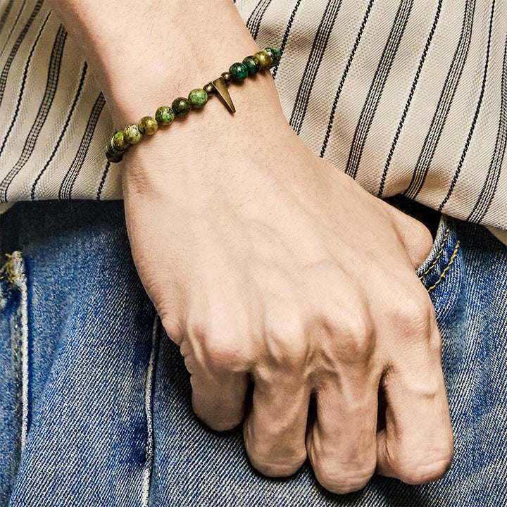 Buddha Stones Bransoletka w kolorze turkusowo-miedzianym w stylu vintage z efektem postarzenia