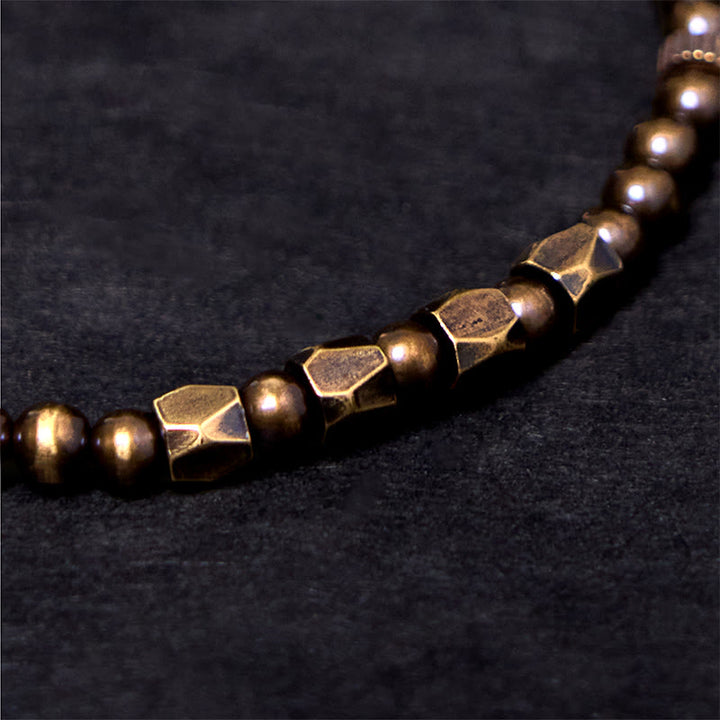 Buddha Stones Vintage Zniszczony Prosty Design Miedź Mosiądz Koraliki Bransoletka Bogactwo