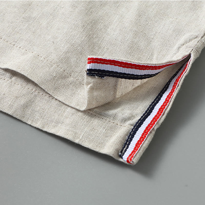 Buddha Stones, letnia, jednokolorowa, męska, lniana kamizelka bez rękawów z rozcięciem z boku - image 6