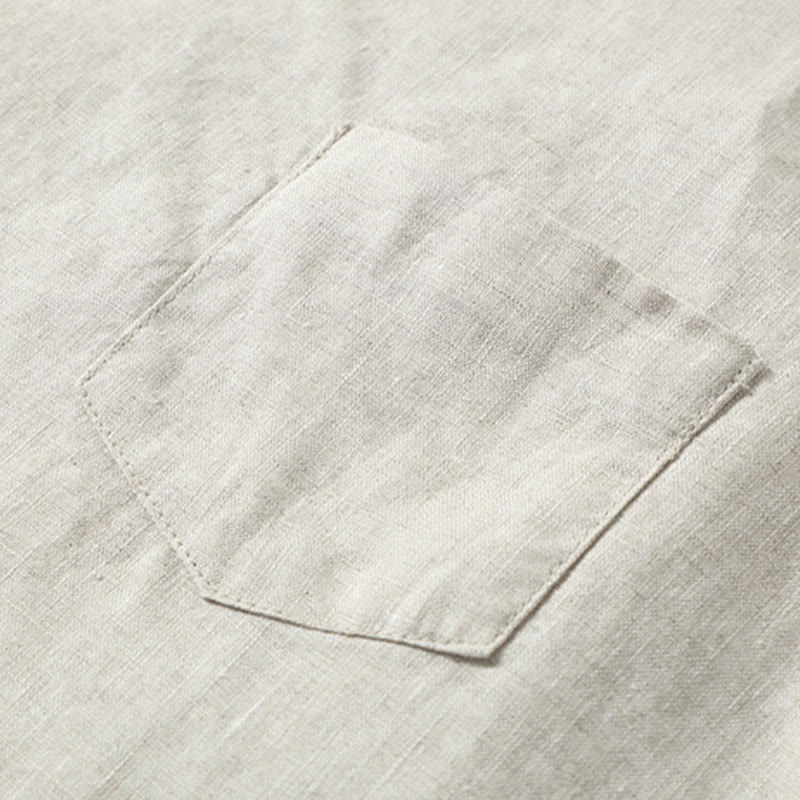 Buddha Stones, letnia, jednokolorowa, męska, lniana kamizelka bez rękawów z rozcięciem z boku - image 4