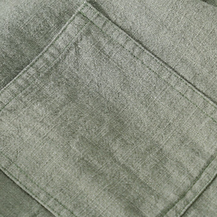 Koszula męska z długim rękawem z bawełny i lnu Buddha Stones Commute Fall w jednolitym kolorze z klapami i kieszenią - image 24