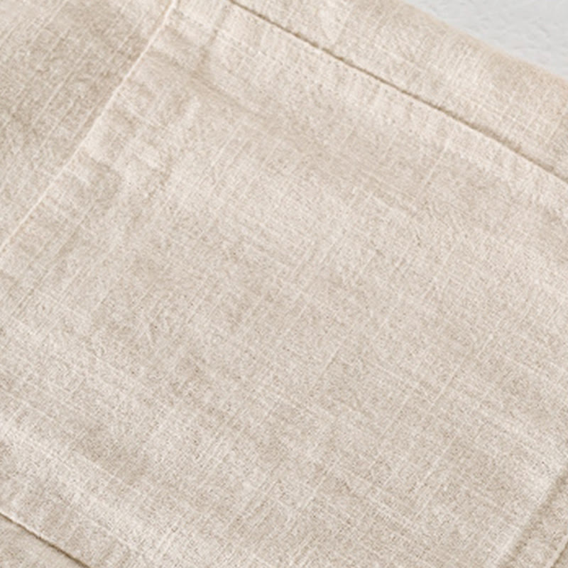 Koszula męska z długim rękawem z bawełny i lnu Buddha Stones Commute Fall w jednolitym kolorze z klapami i kieszenią - image 6