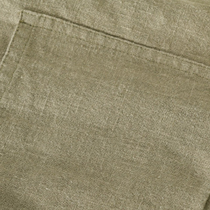 Koszula męska z długim rękawem z bawełny i lnu Buddha Stones Commute Fall w jednolitym kolorze z klapami i kieszenią - image 31