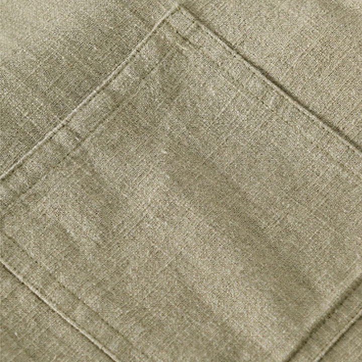 Koszula męska z długim rękawem z bawełny i lnu Buddha Stones Commute Fall w jednolitym kolorze z klapami i kieszenią - image 30