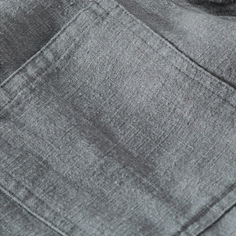 Koszula męska z długim rękawem z bawełny i lnu Buddha Stones Commute Fall w jednolitym kolorze z klapami i kieszenią - image 13