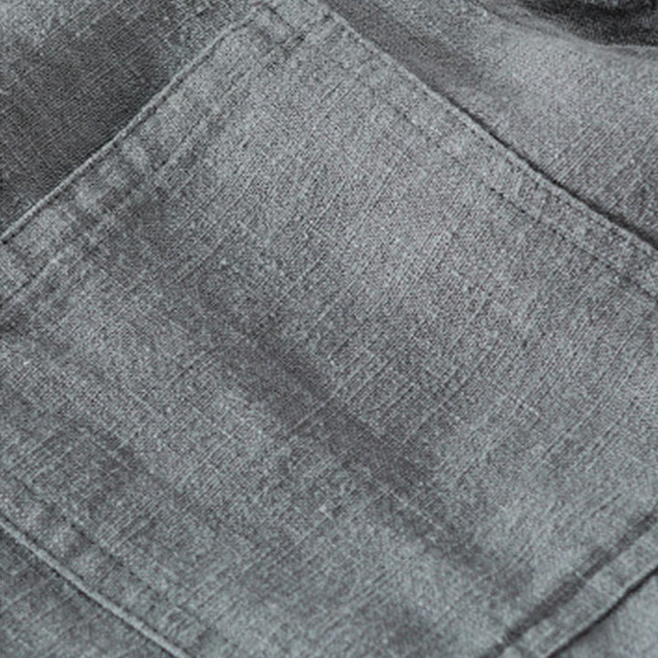 Koszula męska z długim rękawem z bawełny i lnu Buddha Stones Commute Fall w jednolitym kolorze z klapami i kieszenią - image 13