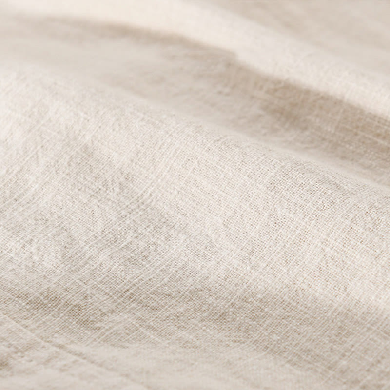 Koszula męska z długim rękawem z bawełny i lnu Buddha Stones Commute Fall w jednolitym kolorze z klapami i kieszenią - image 5