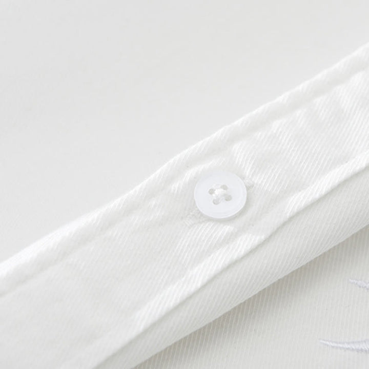 Buddha Stones Artystyczny Prosty Wzór Haftowany Wzór Bambusa Męska Koszulka Z Krótkim Rękawem Bawełniana - image 7