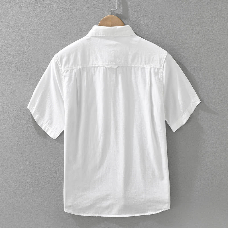 Buddha Stones Artystyczny Prosty Wzór Haftowany Wzór Bambusa Męska Koszulka Z Krótkim Rękawem Bawełniana - image 2