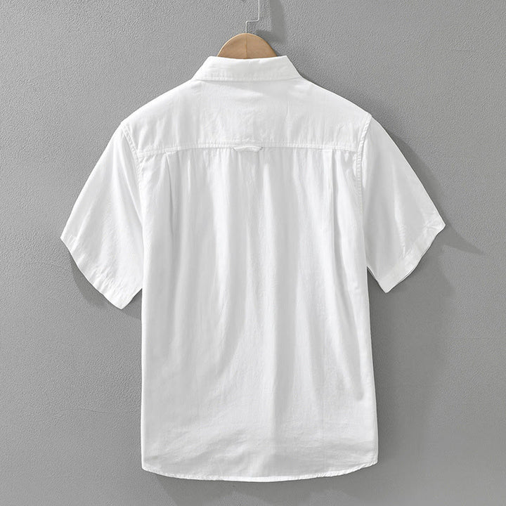 Buddha Stones Artystyczny Prosty Wzór Haftowany Wzór Bambusa Męska Koszulka Z Krótkim Rękawem Bawełniana - image 2