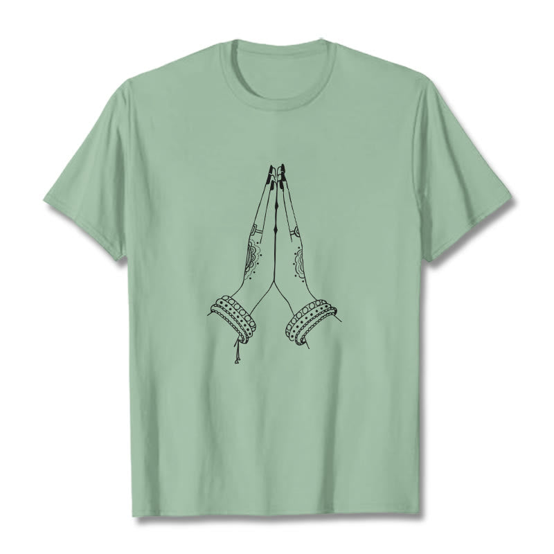 Koszulka z nadrukiem „ Buddha Stones, złącz ręce” - PaleGreen - 2XL - image 14