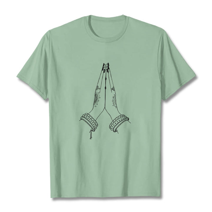 Koszulka z nadrukiem „ Buddha Stones, złącz ręce” - PaleGreen - 2XL - image 14