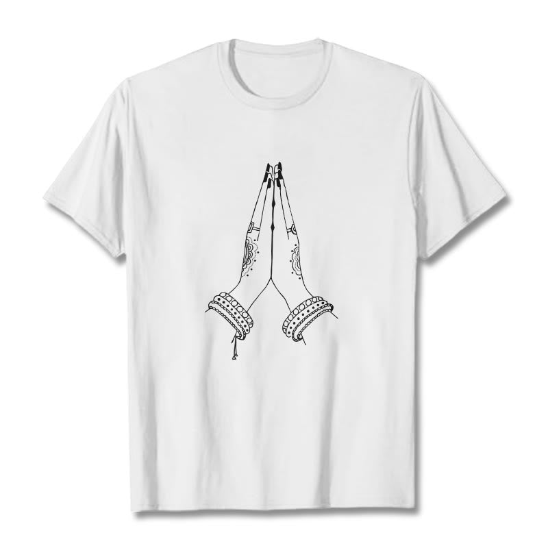 Koszulka z nadrukiem „ Buddha Stones, złącz ręce” - Biały - 2XL - image 7