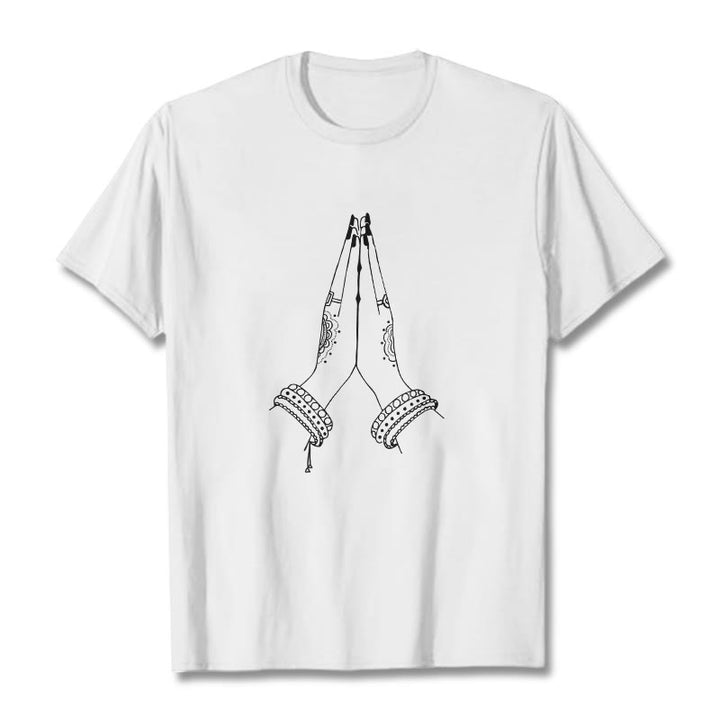 Koszulka z nadrukiem „ Buddha Stones, złącz ręce” - Biały - 2XL - image 7
